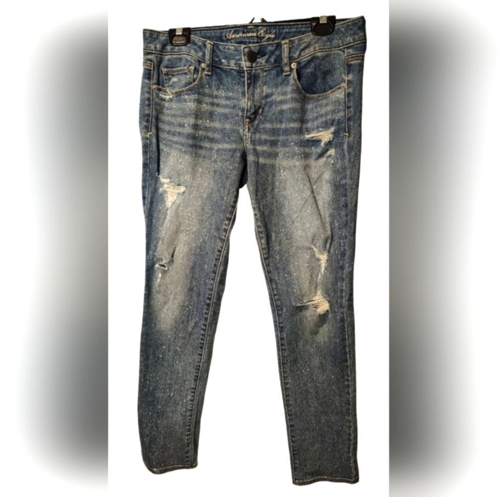 American Eagle Outfitters Distressed Stretch Skinny Jeans Denim Pants Sz 10